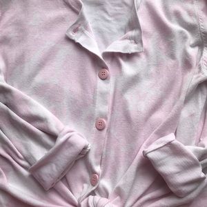 White Stag Pink & White Cardigan Sweater Size XL 16/18